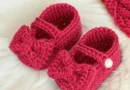 Baby red crochet booties