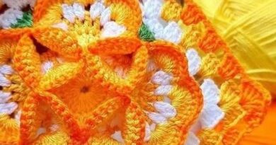 Granny square yarn 3D crochet flower